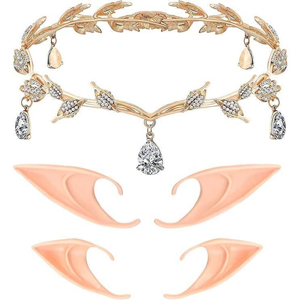 4787 Elf Ears With Elf Crown, Elf Ears With Headband, Fairy